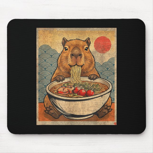 Capybara Ramen Japanese Funny Graphic Kawaii Anime Mousepad (Vorne)