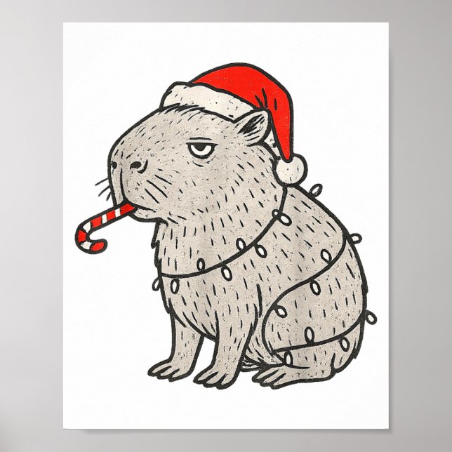 Capybara raucht Weihnachten hässliche Zigarette Ge Poster (Vorne)