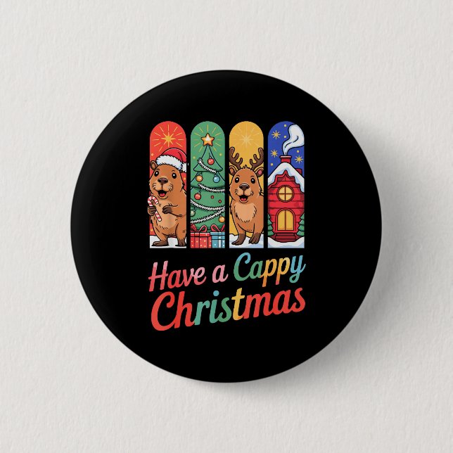 Capybara Reindeer Xmas Have A Capy Christmas  Button (Vorderseite)