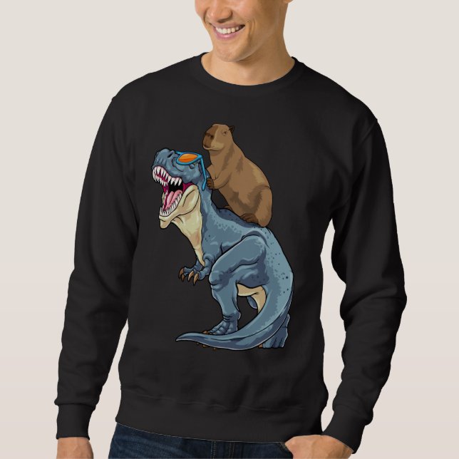 Capybara Riding Dinosaur Rex Capibara Dino Rodent  Sweatshirt (Vorderseite)