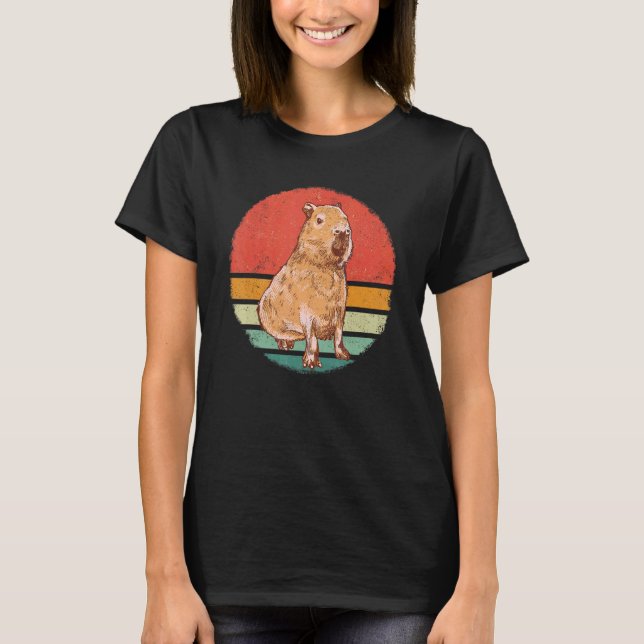 Capybara Rodent Animal Retro Sunset T-Shirt (Vorderseite)
