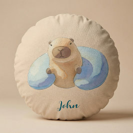 Capybara Round Pillow – for Little Capybara Fans Rundes Kissen