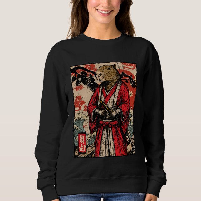 Capybara Samurai Japanese Warrior Ukiyo-e Art Anim Sweatshirt (Vorderseite)