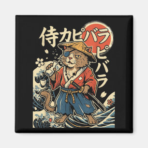 Capybara Samurai Katze japanische Ästhetik Ukiyo-e Magnet