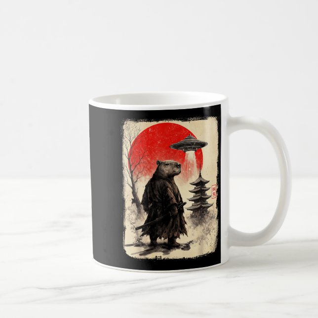 Capybara Samurai Retro Ufo Japanese Warrior Tenshu Kaffeetasse (Rechts)