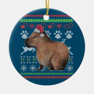 Capybara Santa-Claus Ugly Christmas Sweater Holida Keramik Ornament