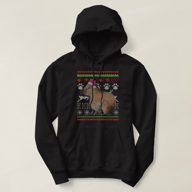 Capybara Santa Claus Ugly Weihnachtskraut Holida Hoodie (Design vorne)