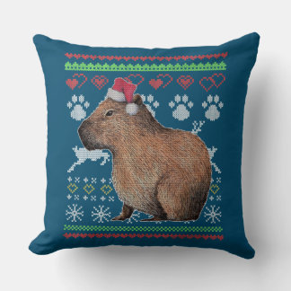 Capybara Santa Claus Ugly Weihnachtskraut Holida Kissen