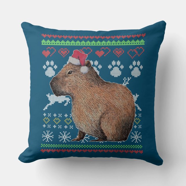 Capybara Santa Claus Ugly Weihnachtskraut Holida Kissen (Vorderseite)