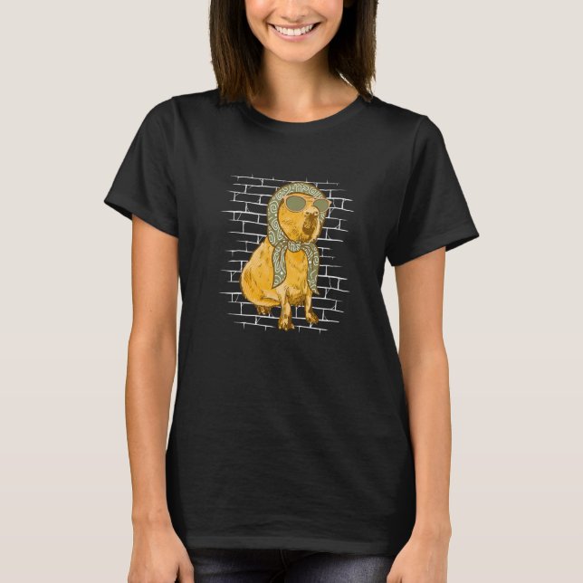 Capybara Scarf Sunglasses  Guinea Pig Animal Capyb T-Shirt (Vorderseite)