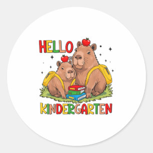 Capybara School Start Hallo Kindergarten Zurück zu Runder Aufkleber