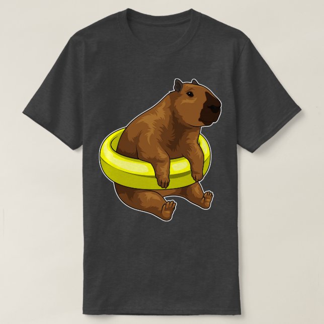Capybara Schwimmbad Lifebuoy T-Shirt (Design vorne)