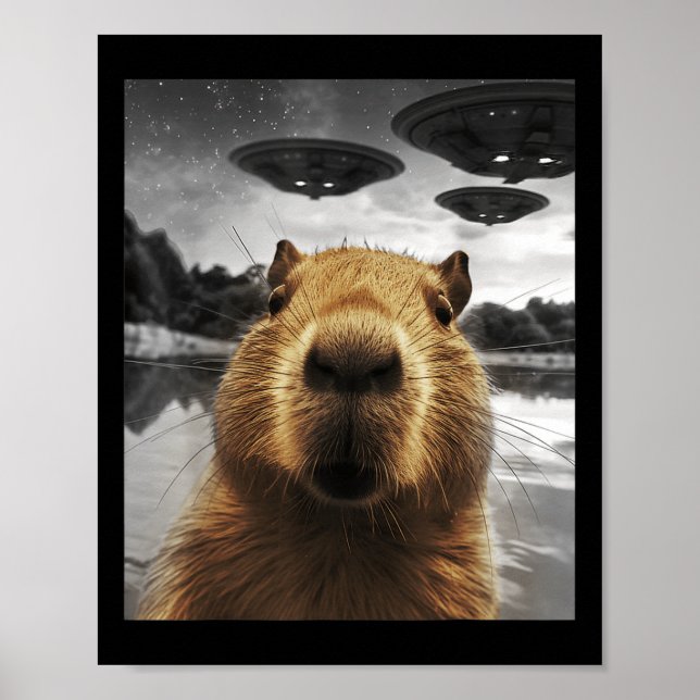 Capybara Selfie Funny Xmas Animal Graphic Capybara Poster (Vorne)