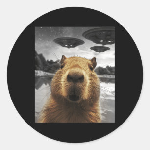 Capybara Selfie Funny Xmas Animal Graphic Capybara Runder Aufkleber