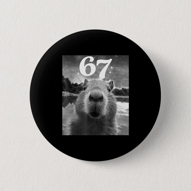 Capybara-Selfie mit 67 Meme-Capy-Grafik für Männer Button (Vorderseite)