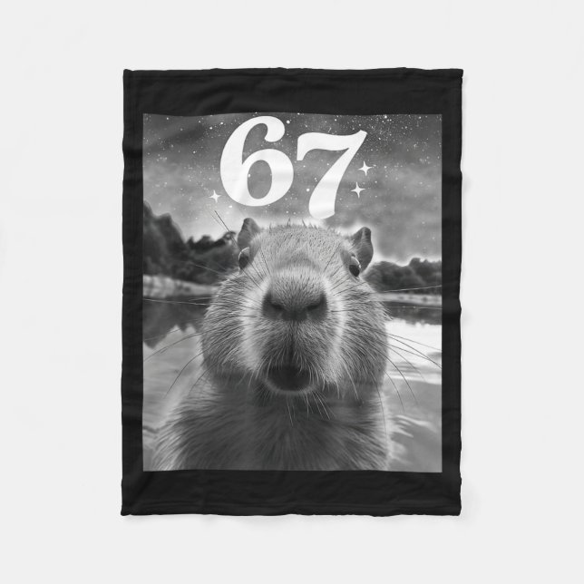 Capybara-Selfie mit 67 Meme-Capy-Grafik für Männer Fleecedecke (Vorderseite)