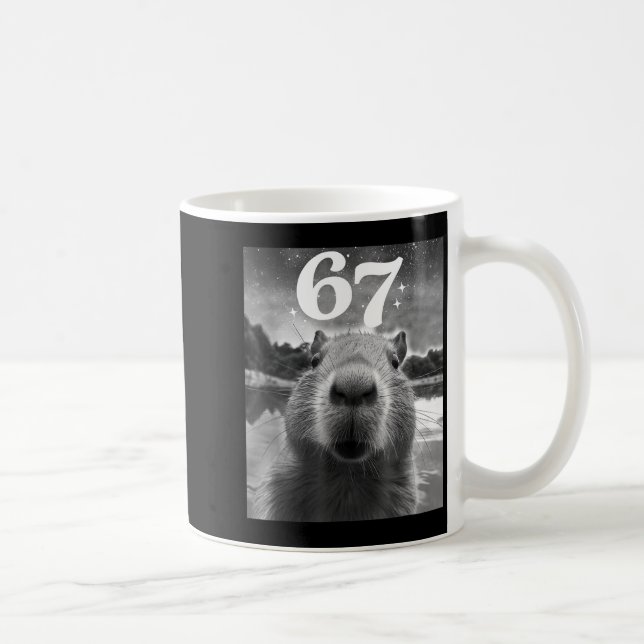 Capybara-Selfie mit 67 Meme Capy-Grafik für Männer Kaffeetasse (Rechts)