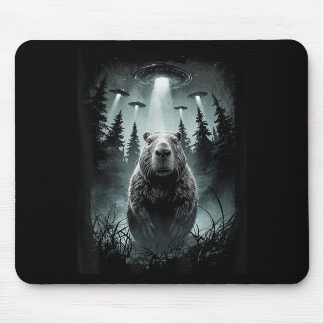 Capybara Selfie mit Alien Ufo Funny Capybara Gesch Mousepad (Vorne)
