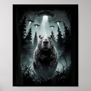 Capybara Selfie mit Alien Ufo Funny Capybara Gesch Poster