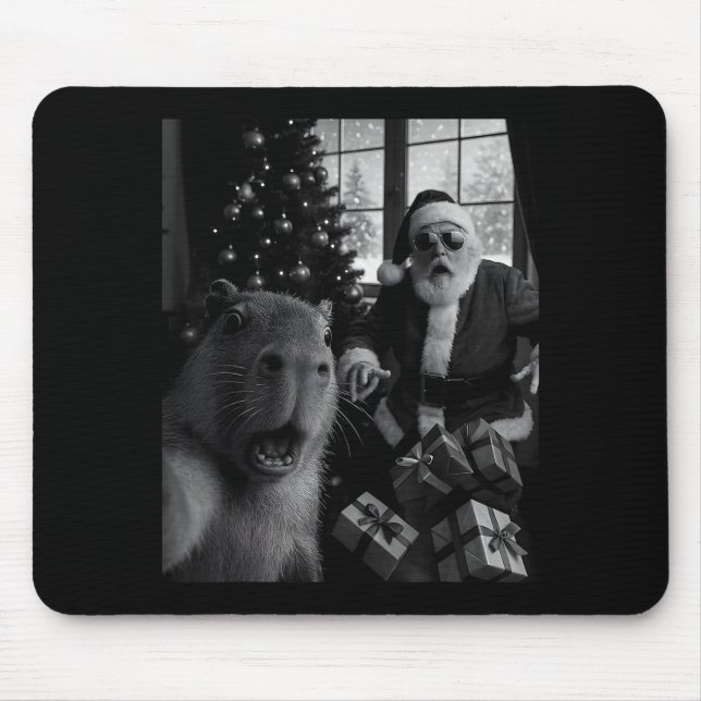 Capybara-Selfie mit Weihnachtsmann Lustiges Capyba Mousepad (Vorne)