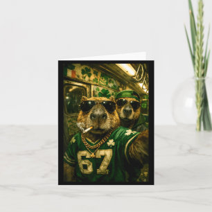 Capybara-Selfie St. Patrick's Day Hip-Hop-Gangster Karte
