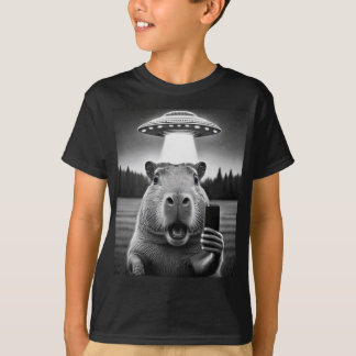 Capybara Selfie Ufo Invasion Funny Boy's T - Shirt