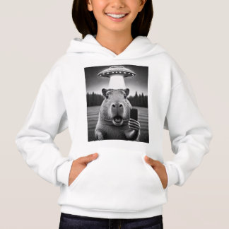 Capybara Selfie Ufo Invasion Funny Girl's Mode Hoodie
