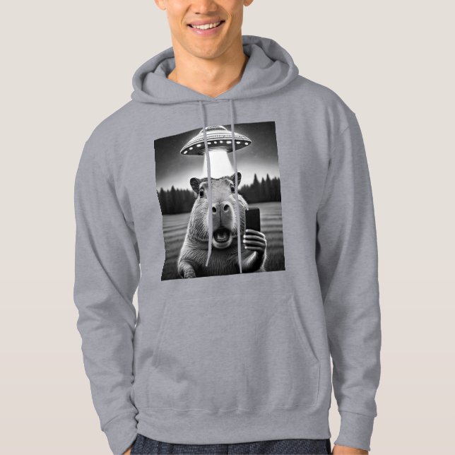 Capybara Selfie Ufo Invasion Funny Meme Männer Hoodie (Vorderseite)