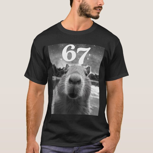Capybara Selfie With 67 Meme Capy Graphic For Men  T-Shirt (Vorderseite)