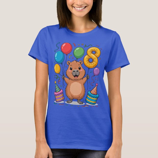 Capybara Shirt for Girls 8 Birthday Celebration (Vorderseite)