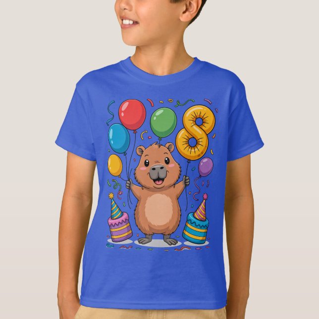 Capybara Shirt for Girls 8 Birthday Celebration (Vorderseite)