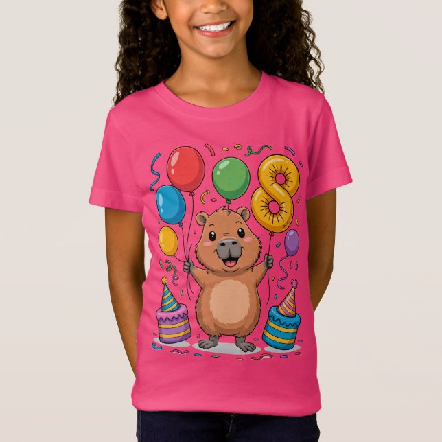 Capybara Shirt for Girls 8 Birthday Celebration (Vorderseite)