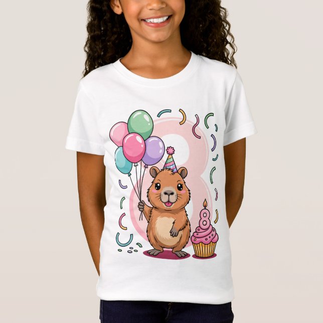 Capybara Shirt for Girls 8 Birthday Party Fun (Vorderseite)