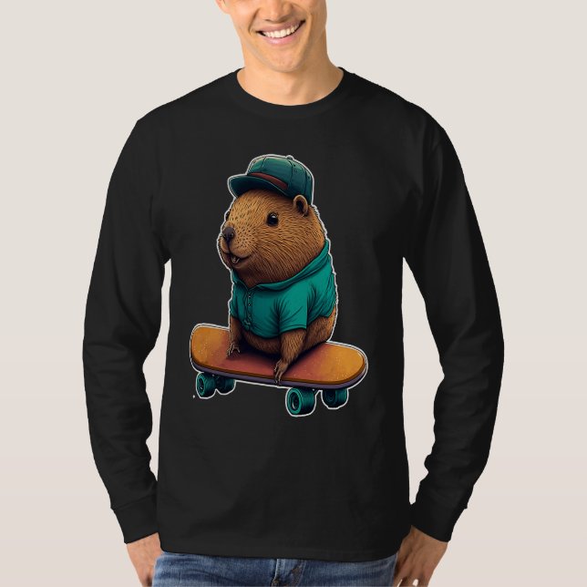 Capybara Skater Grind Ollie and Rep your love for  T-Shirt (Vorderseite)