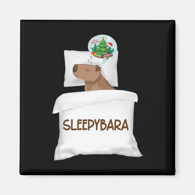 Capybara Sleep Night Xmas Weihnachtsfest Magnet (Vorne)