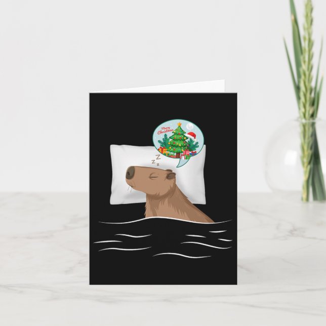 Capybara Sleep Night Xmas Weihnachtstraum Weihnach Karte (Vorderseite)