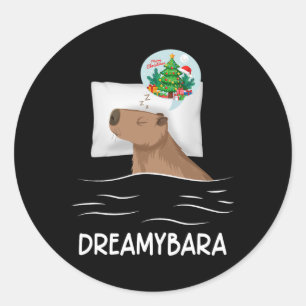 Capybara Sleep Night Xmas Weihnachtstraum Weihnach Runder Aufkleber