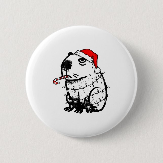 Capybara Smoking Christmas Ugly Cigarette Gen Z  Button (Vorderseite)