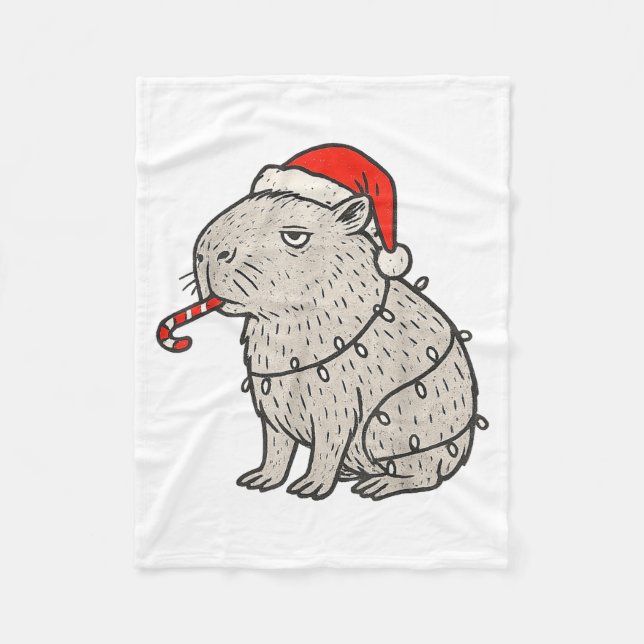 Capybara Smoking Christmas Ugly Cigarette Gen Z  Fleecedecke (Vorderseite)