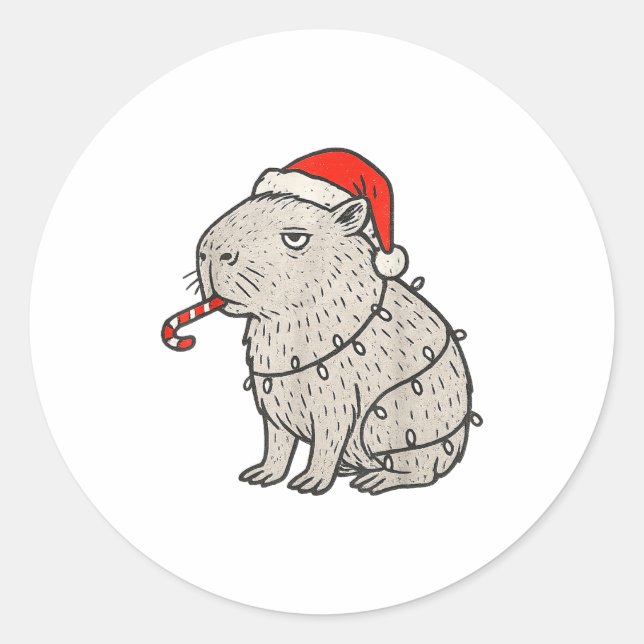 Capybara Smoking Christmas Ugly Cigarette Gen Z  Runder Aufkleber (Vorderseite)