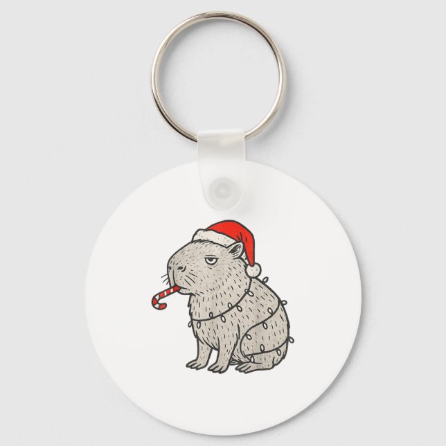 Capybara Smoking Christmas Ugly Cigarette Gen Z  Schlüsselanhänger (Vorderseite)