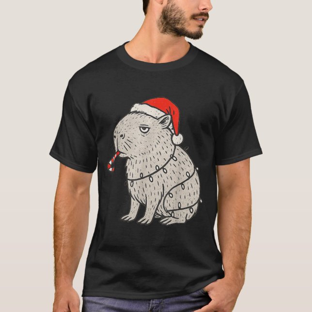 Capybara Smoking Christmas Ugly Cigarette Gen Z  T-Shirt (Vorderseite)