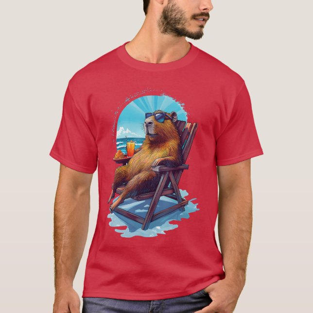 Capybara Sommerferien Strand Meer Capybara T-Shirt (Vorderseite)