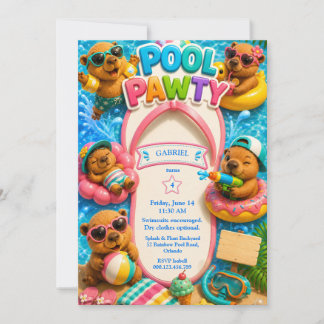 Capybara Splash Bash Poolparty Geburtstag Einladung