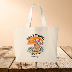 Capybara-Strand Sommer-Familienurlaub Jumbo Stoffbeutel