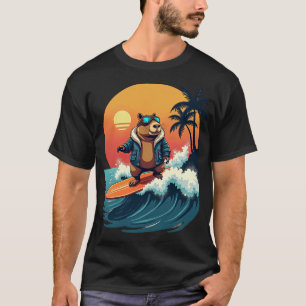 Capybara Surfen Retro Art Vintage Reise Wolke Su T-Shirt