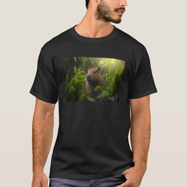 Capybara surrounded by plants T-Shirt (Vorderseite)