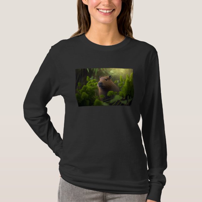Capybara surrounded by plants T-Shirt (Vorderseite)