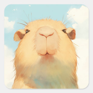 Capybara Süßes Gesicht Quadratischer Aufkleber