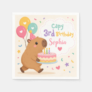 Capybara Süßes Mädchen Capy 3. Geburtstag Rosa Kuc Serviette